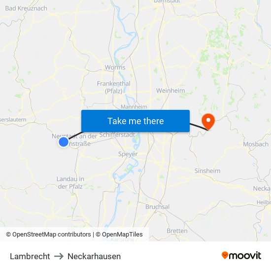 Lambrecht to Neckarhausen map