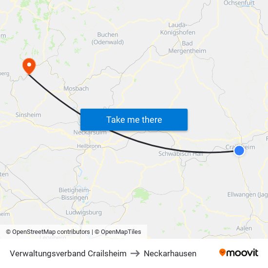 Verwaltungsverband Crailsheim to Neckarhausen map