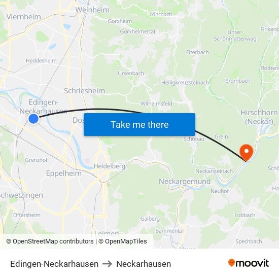 Edingen-Neckarhausen to Neckarhausen map