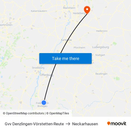 Gvv Denzlingen-Vörstetten-Reute to Neckarhausen map