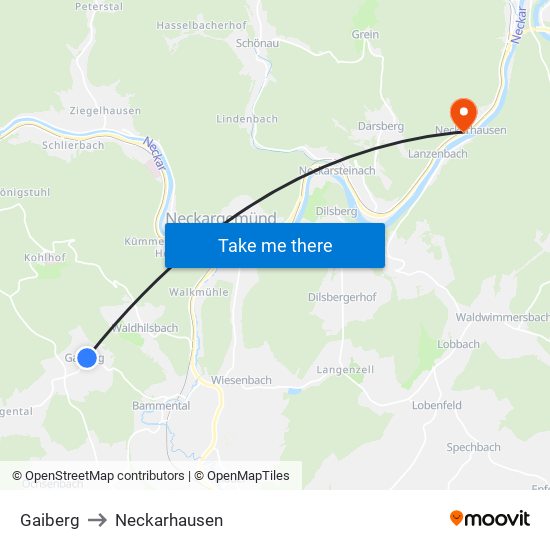 Gaiberg to Neckarhausen map