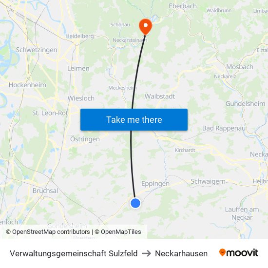 Verwaltungsgemeinschaft Sulzfeld to Neckarhausen map