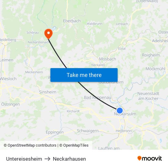 Untereisesheim to Neckarhausen map