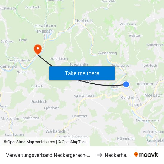 Verwaltungsverband Neckargerach-Waldbrunn to Neckarhausen map