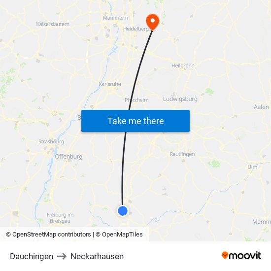 Dauchingen to Neckarhausen map