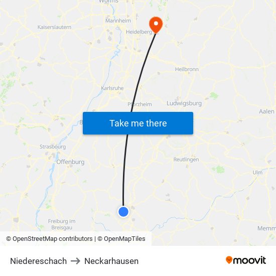 Niedereschach to Neckarhausen map