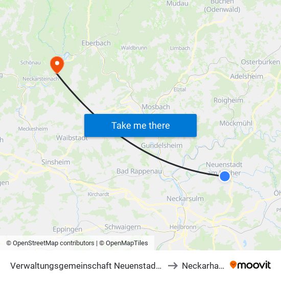 Verwaltungsgemeinschaft Neuenstadt am Kocher to Neckarhausen map