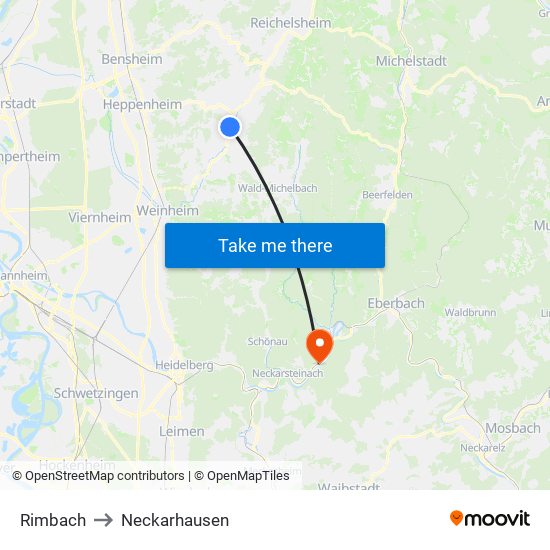 Rimbach to Neckarhausen map