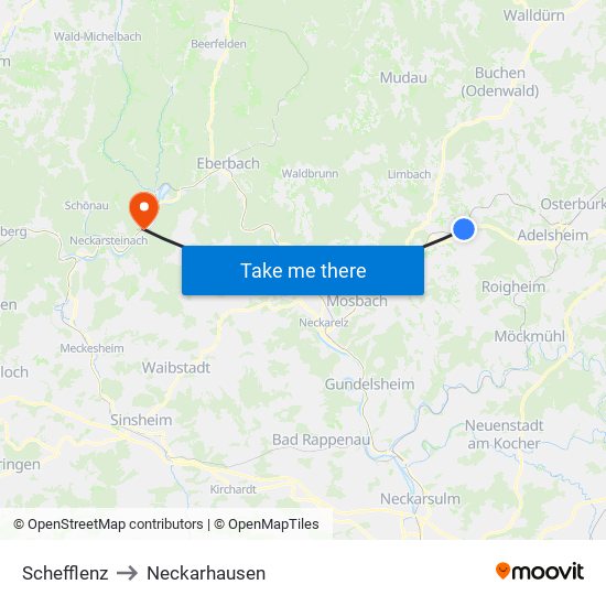 Schefflenz to Neckarhausen map