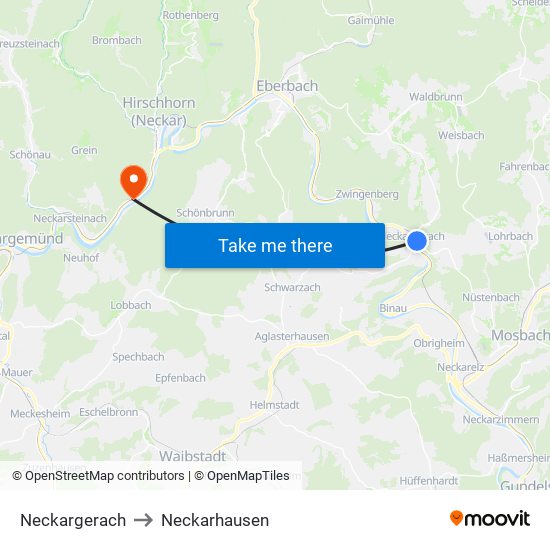 Neckargerach to Neckarhausen map