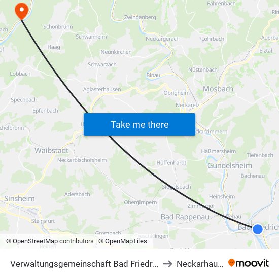 Verwaltungsgemeinschaft Bad Friedrichshall to Neckarhausen map
