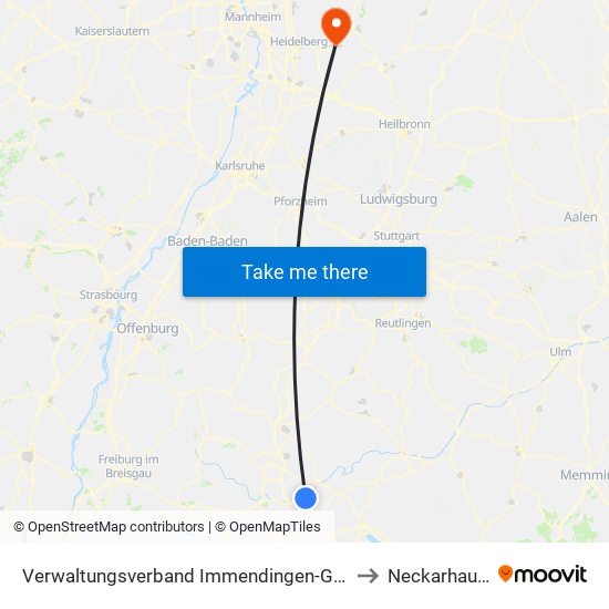 Verwaltungsverband Immendingen-Geisingen to Neckarhausen map