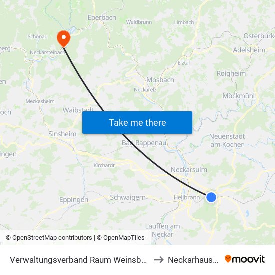 Verwaltungsverband Raum Weinsberg to Neckarhausen map