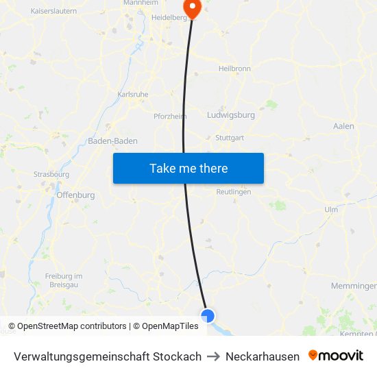 Verwaltungsgemeinschaft Stockach to Neckarhausen map