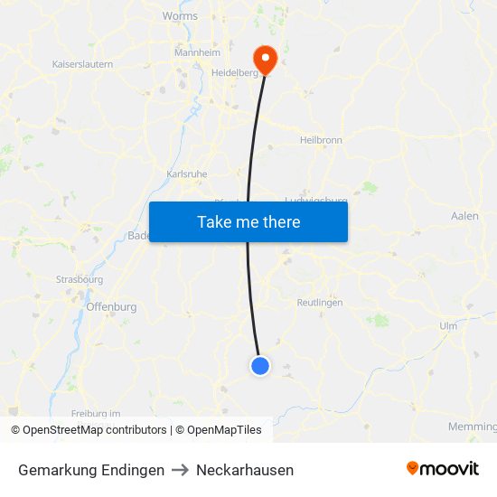 Gemarkung Endingen to Neckarhausen map