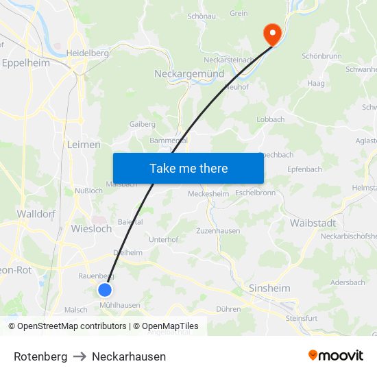 Rotenberg to Neckarhausen map