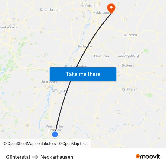 Günterstal to Neckarhausen map