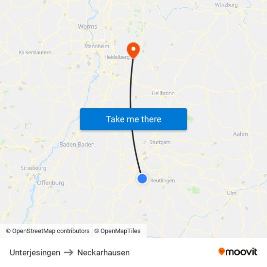 Unterjesingen to Neckarhausen map