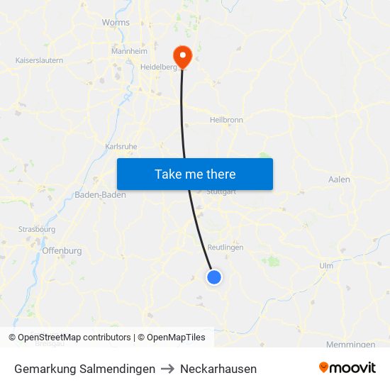 Gemarkung Salmendingen to Neckarhausen map