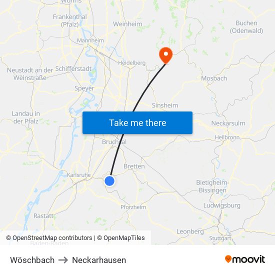 Wöschbach to Neckarhausen map