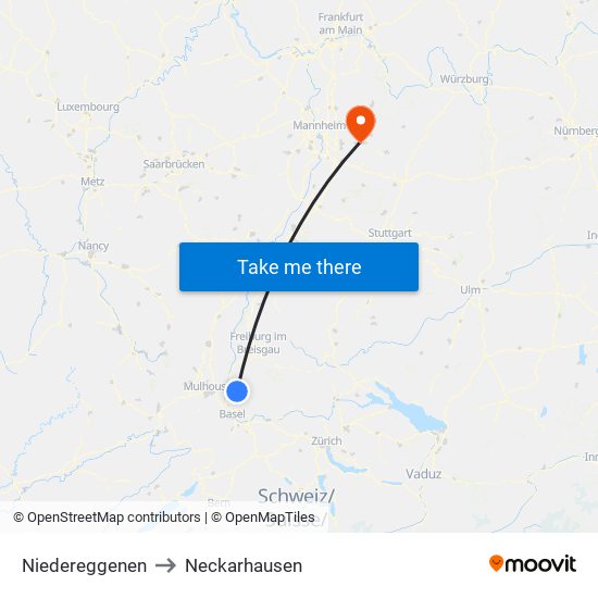 Niedereggenen to Neckarhausen map