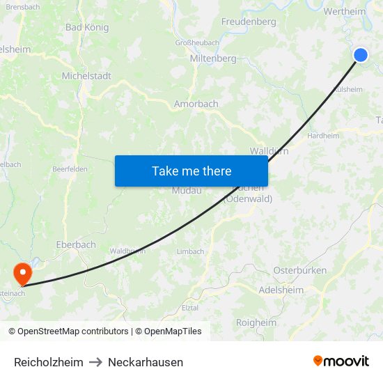 Reicholzheim to Neckarhausen map