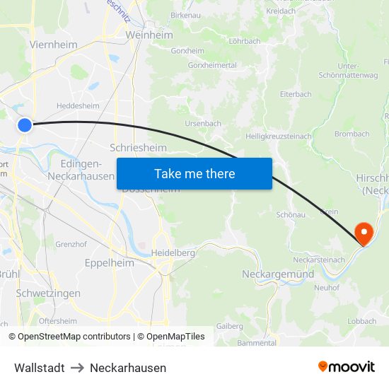 Wallstadt to Neckarhausen map