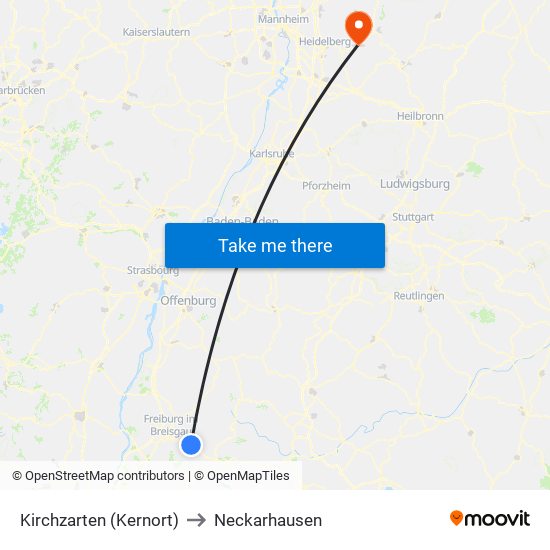 Kirchzarten (Kernort) to Neckarhausen map