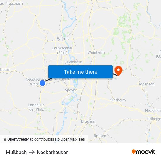 Mußbach to Neckarhausen map