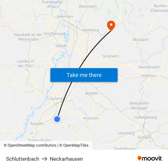 Schluttenbach to Neckarhausen map