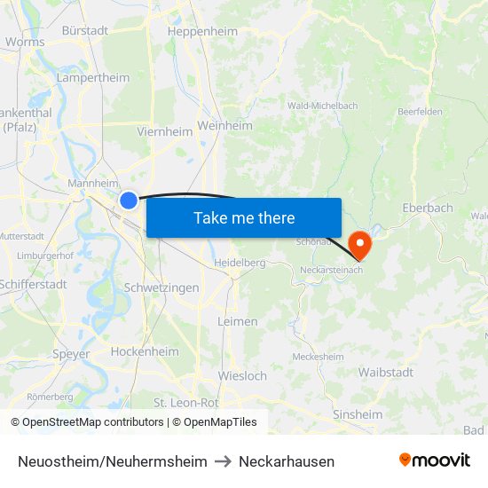 Neuostheim/Neuhermsheim to Neckarhausen map