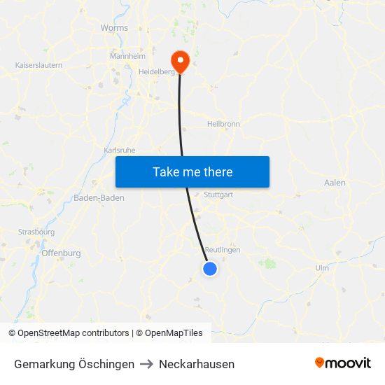 Gemarkung Öschingen to Neckarhausen map