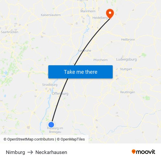 Nimburg to Neckarhausen map
