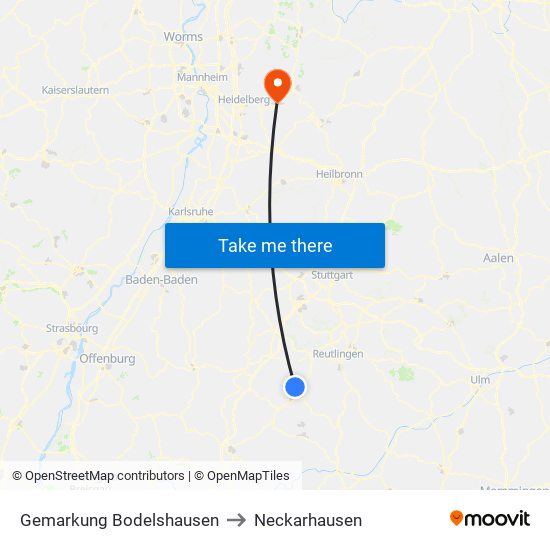 Gemarkung Bodelshausen to Neckarhausen map