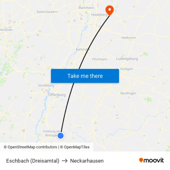 Eschbach (Dreisamtal) to Neckarhausen map