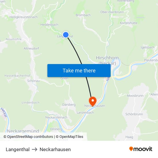 Langenthal to Neckarhausen map