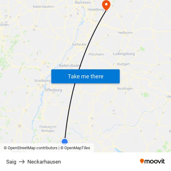 Saig to Neckarhausen map