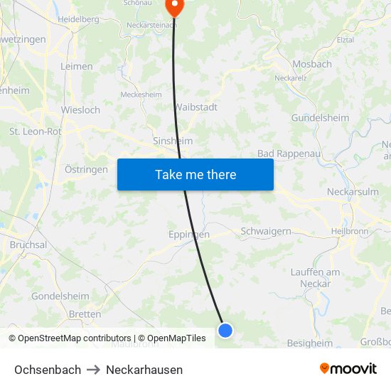 Ochsenbach to Neckarhausen map
