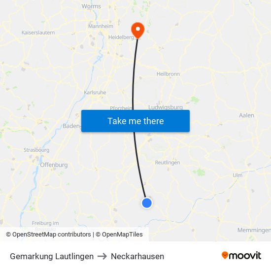 Gemarkung Lautlingen to Neckarhausen map