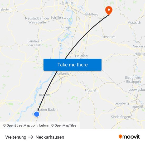 Weitenung to Neckarhausen map