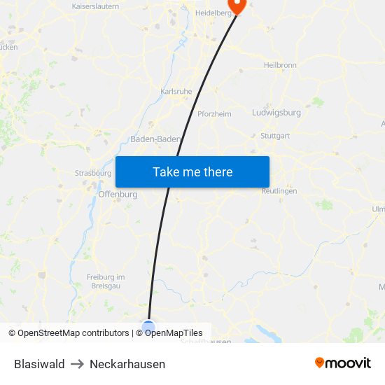 Blasiwald to Neckarhausen map