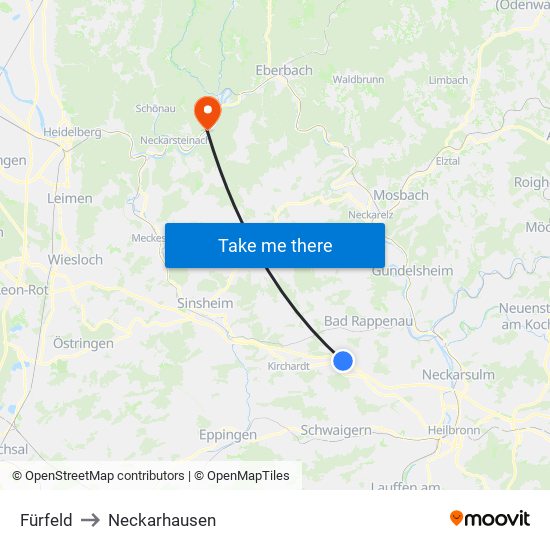 Fürfeld to Neckarhausen map