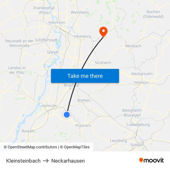 Kleinsteinbach to Neckarhausen map