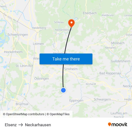 Elsenz to Neckarhausen map