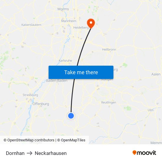 Dornhan to Neckarhausen map