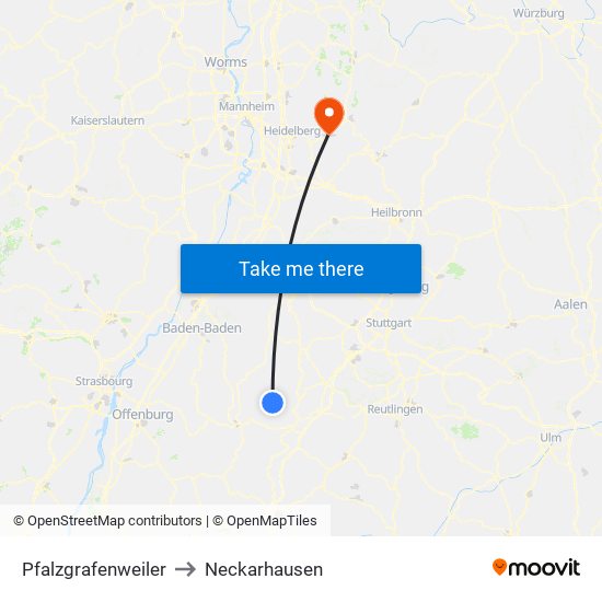 Pfalzgrafenweiler to Neckarhausen map