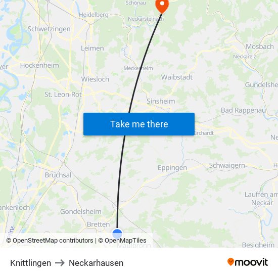 Knittlingen to Neckarhausen map