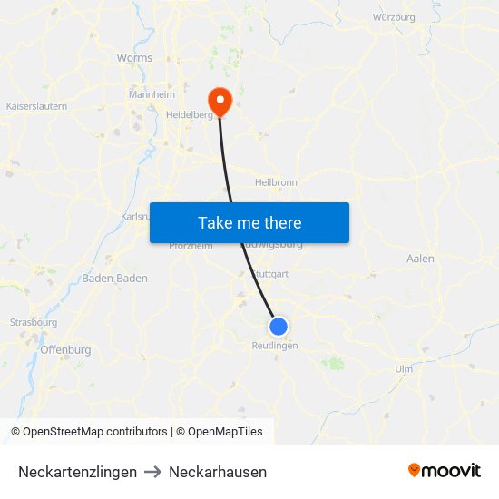 Neckartenzlingen to Neckarhausen map