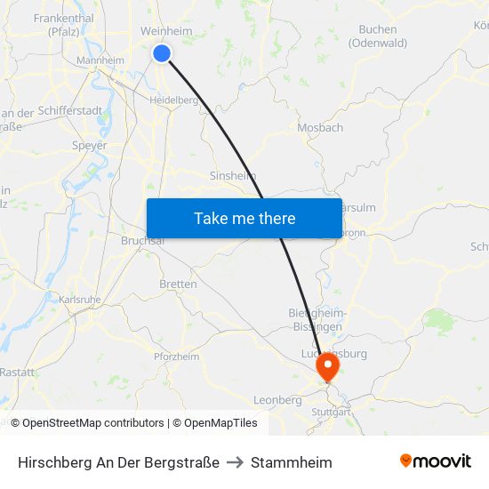 Hirschberg An Der Bergstraße to Stammheim map