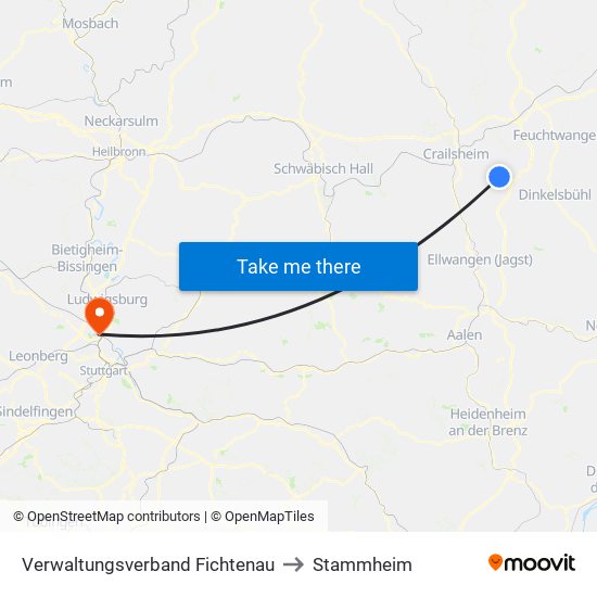 Verwaltungsverband Fichtenau to Stammheim map